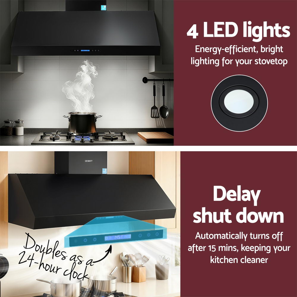 1500mm Commercial BBQ Range Hood Dual Motor W/ Remote Control Black