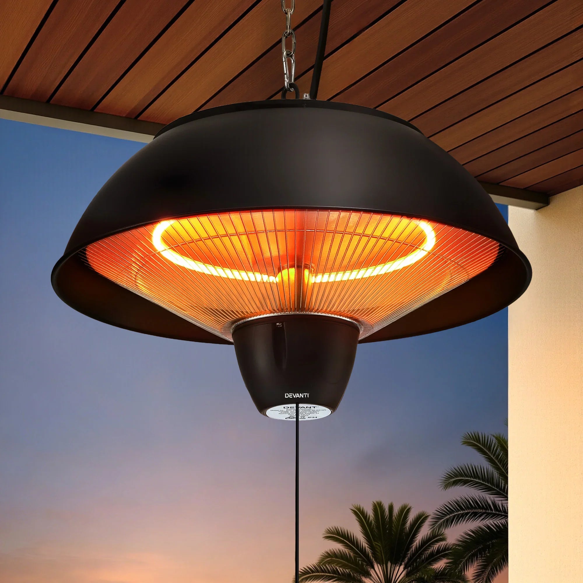 Hanging Infrared Heater – 1500W, IPX4 Outdoor, Carbon Fibre Tube, Ceiling Mount