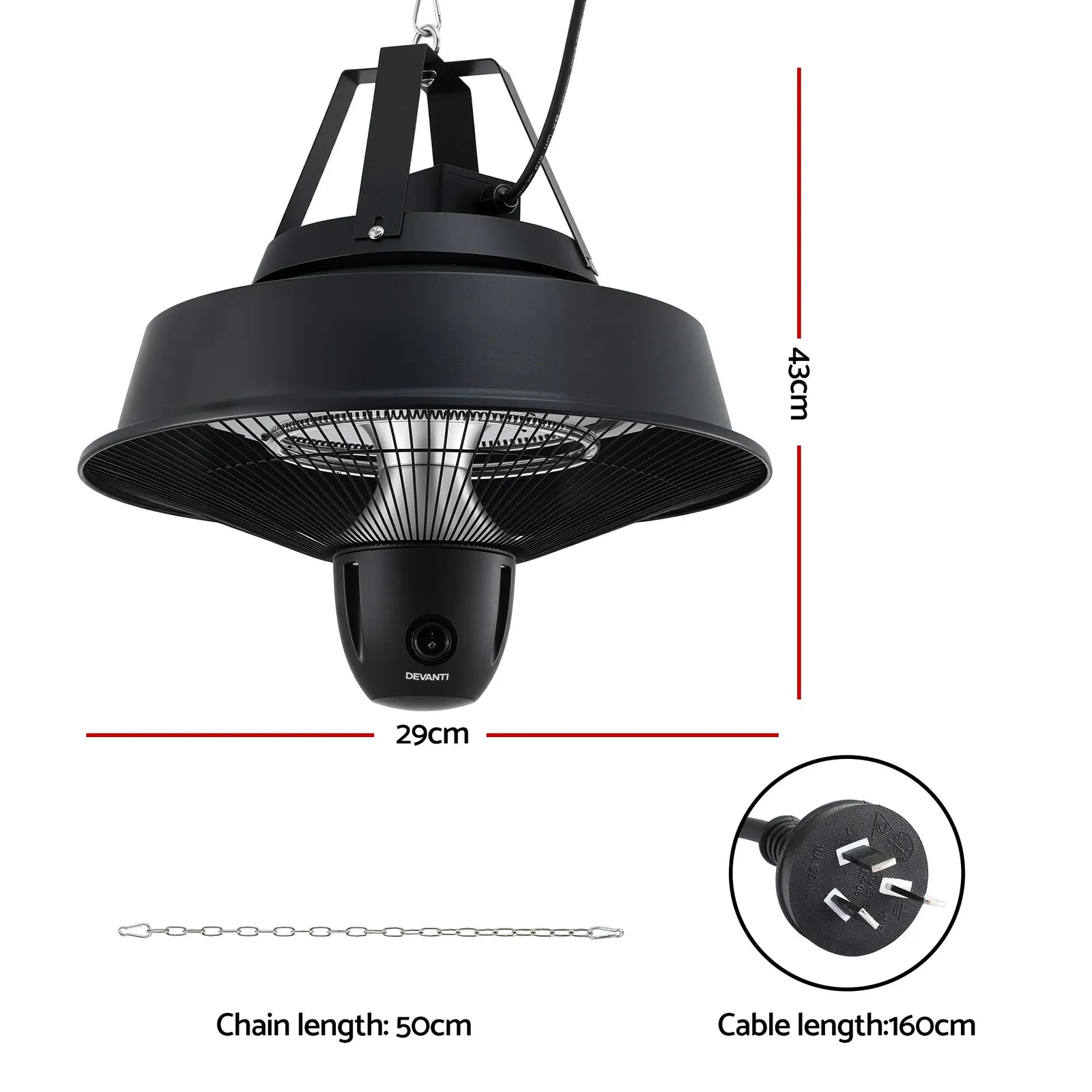 2000W Electric Patio Heater Ceiling Mounted Hanging Heaters Remote
