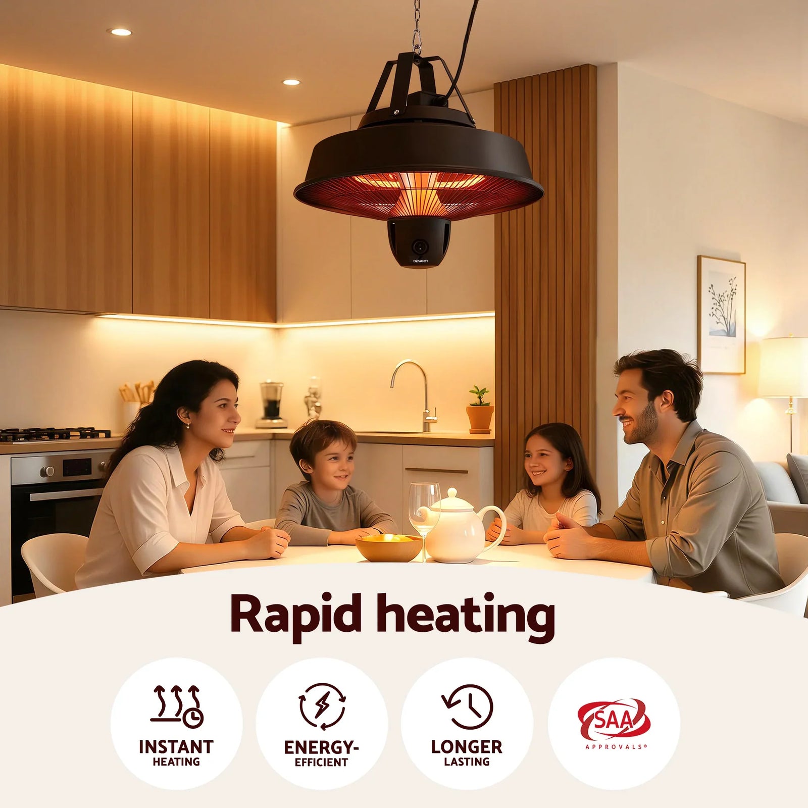 2000W Electric Patio Heater Ceiling Mounted Hanging Heaters Remote