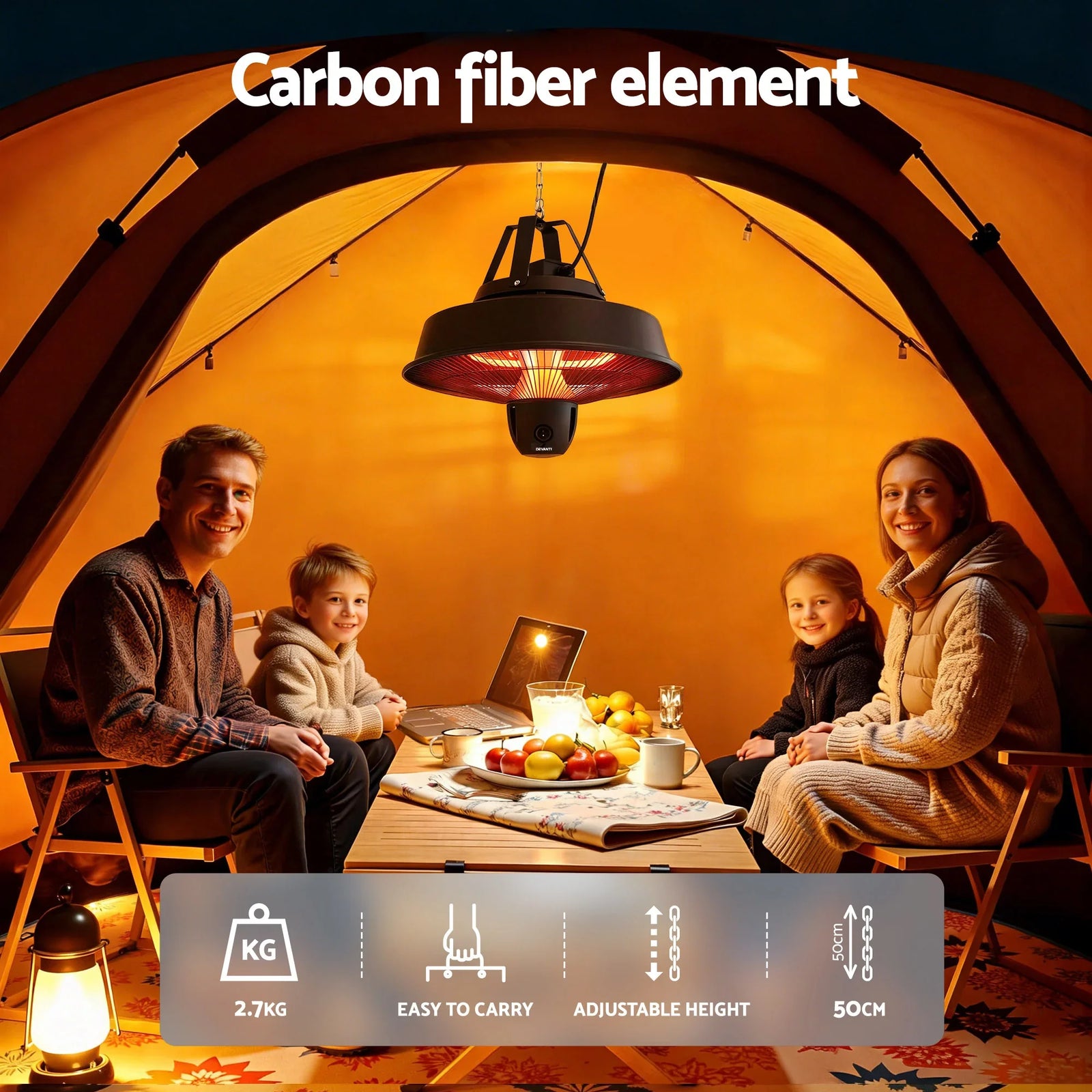 2000W Electric Patio Heater Ceiling Mounted Hanging Heaters Remote