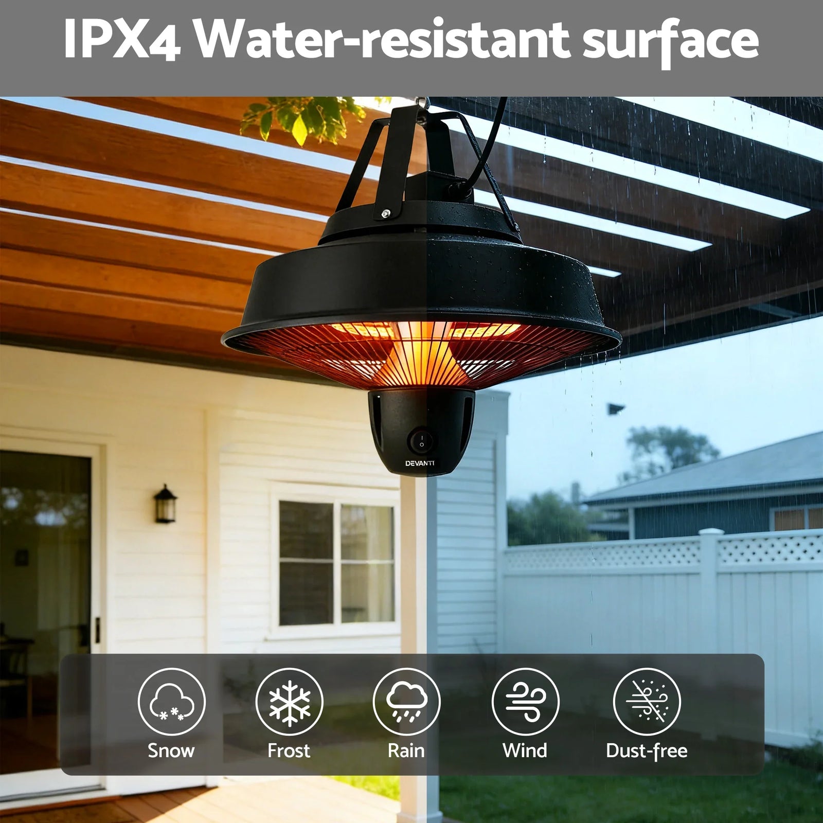 2000W Electric Patio Heater Ceiling Mounted Hanging Heaters Remote