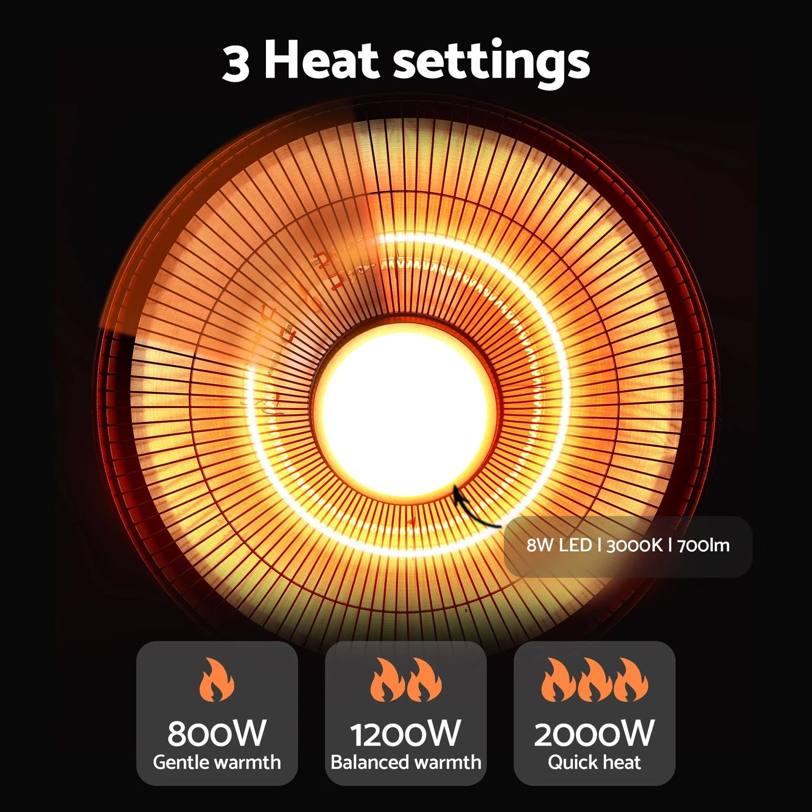 2000W Outdoor Electric Patio Heater Ceiling Mount with LED Light Remote