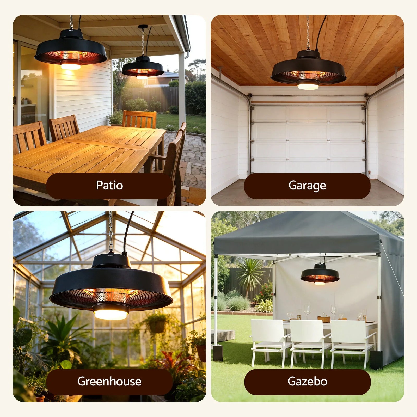 2000W Outdoor Electric Patio Heater Ceiling Mount with LED Light Remote