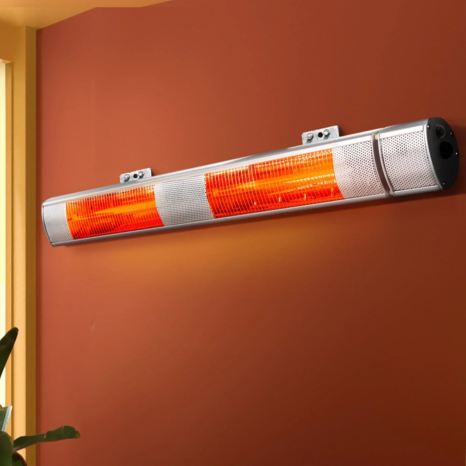 Halogen Infrared Heater – 1000/2000/3000W, IP65, Remote, Wall‑Mounted 15A Plug