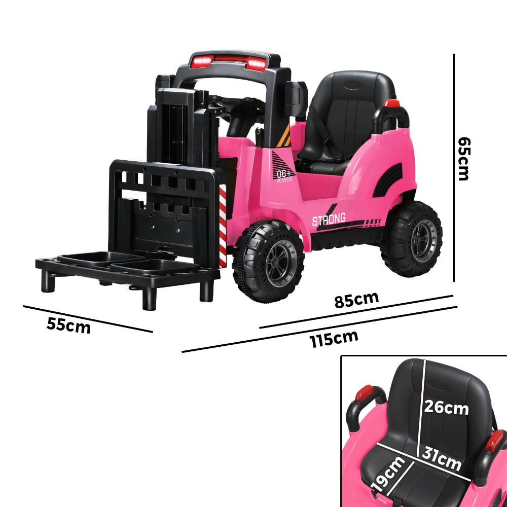 Kids Ride-On Forklift 12V Electric Car Toy Pink