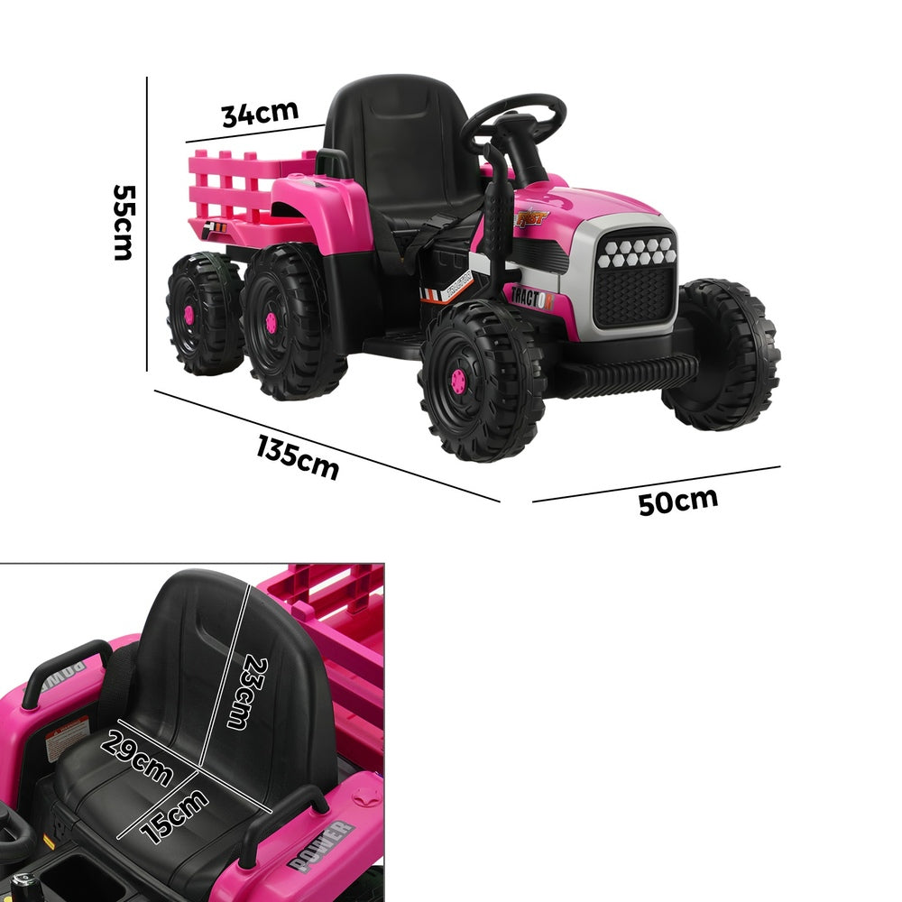 Kids Ride On Car Tractor 12V Toys Remote Control Pink