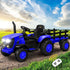 XL Kids Ride On Tractor 12V with Trailer Remote Blue