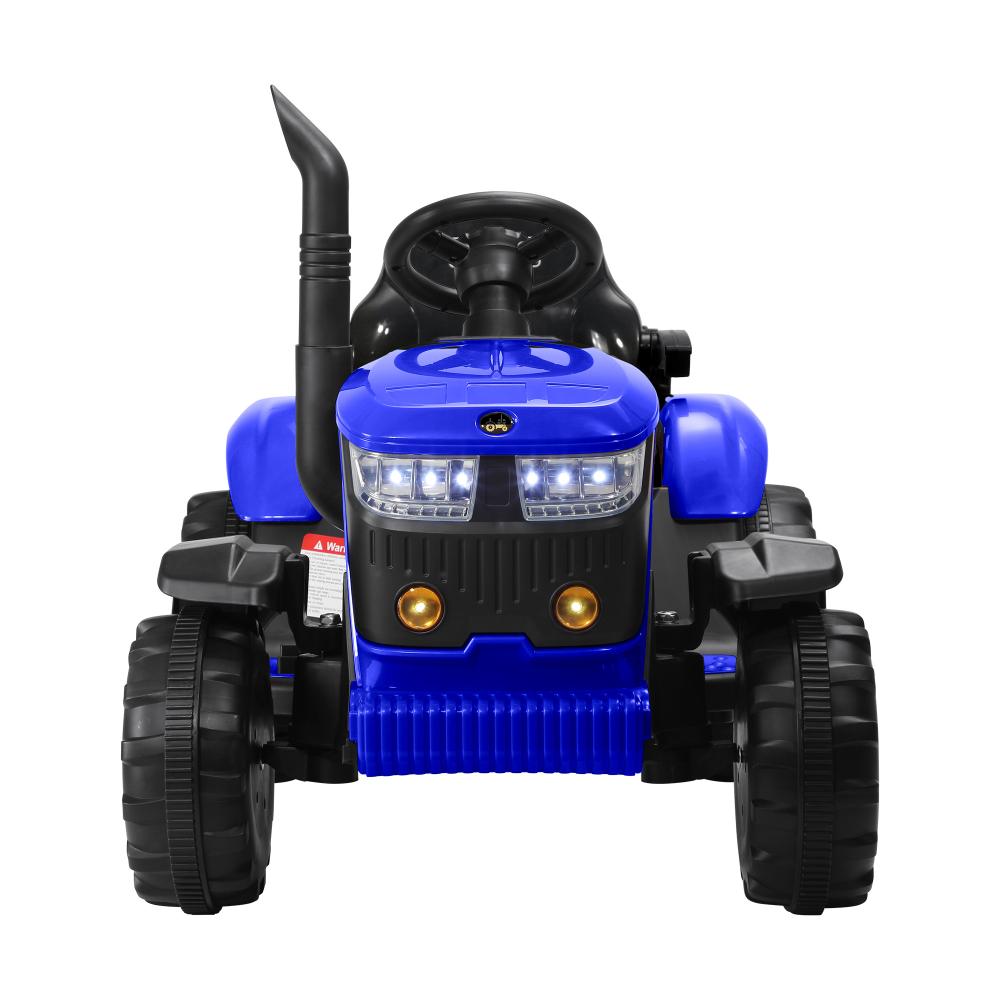 XL Kids Ride On Tractor 12V with Trailer Remote Blue