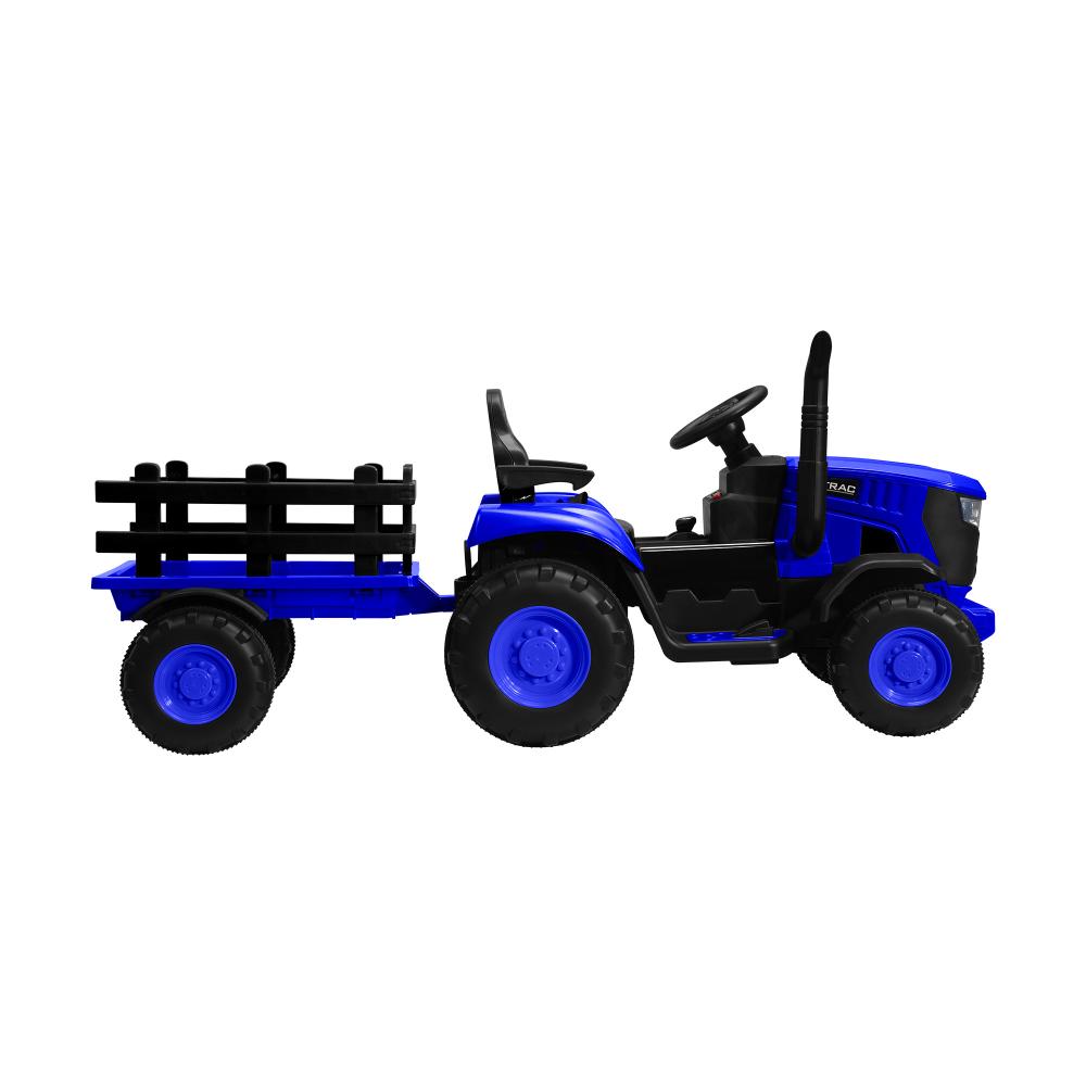 XL Kids Ride On Tractor 12V with Trailer Remote Blue