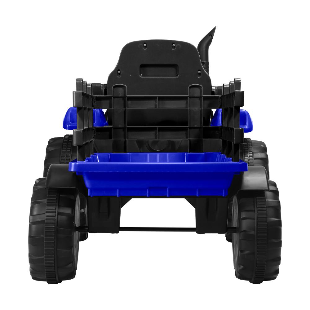 XL Kids Ride On Tractor 12V with Trailer Remote Blue