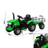 XL Kids Ride On Tractor 12V with Trailer Remote Green