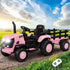 XL Kids Ride On Tractor 12V with Trailer Remote Pink