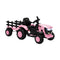 XL Kids Ride On Tractor 12V with Trailer Remote Pink