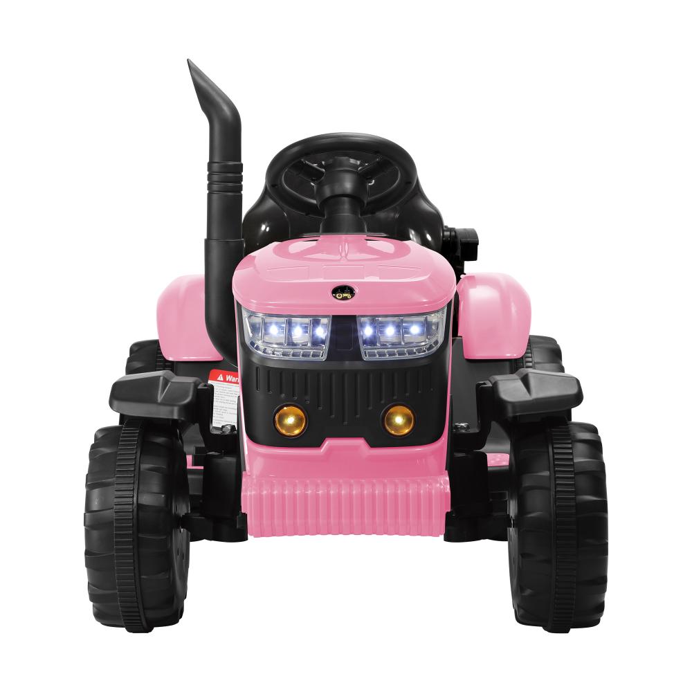 XL Kids Ride On Tractor 12V with Trailer Remote Pink