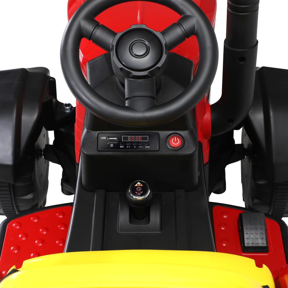 XL Kids Ride On Tractor 12V with Trailer Remote Red