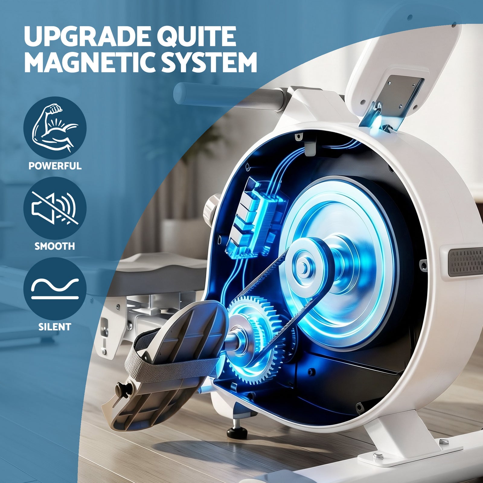 Rowing Machine for Home Magnetic Rowing Machine App Compatible Quiet Exercise Equipment White