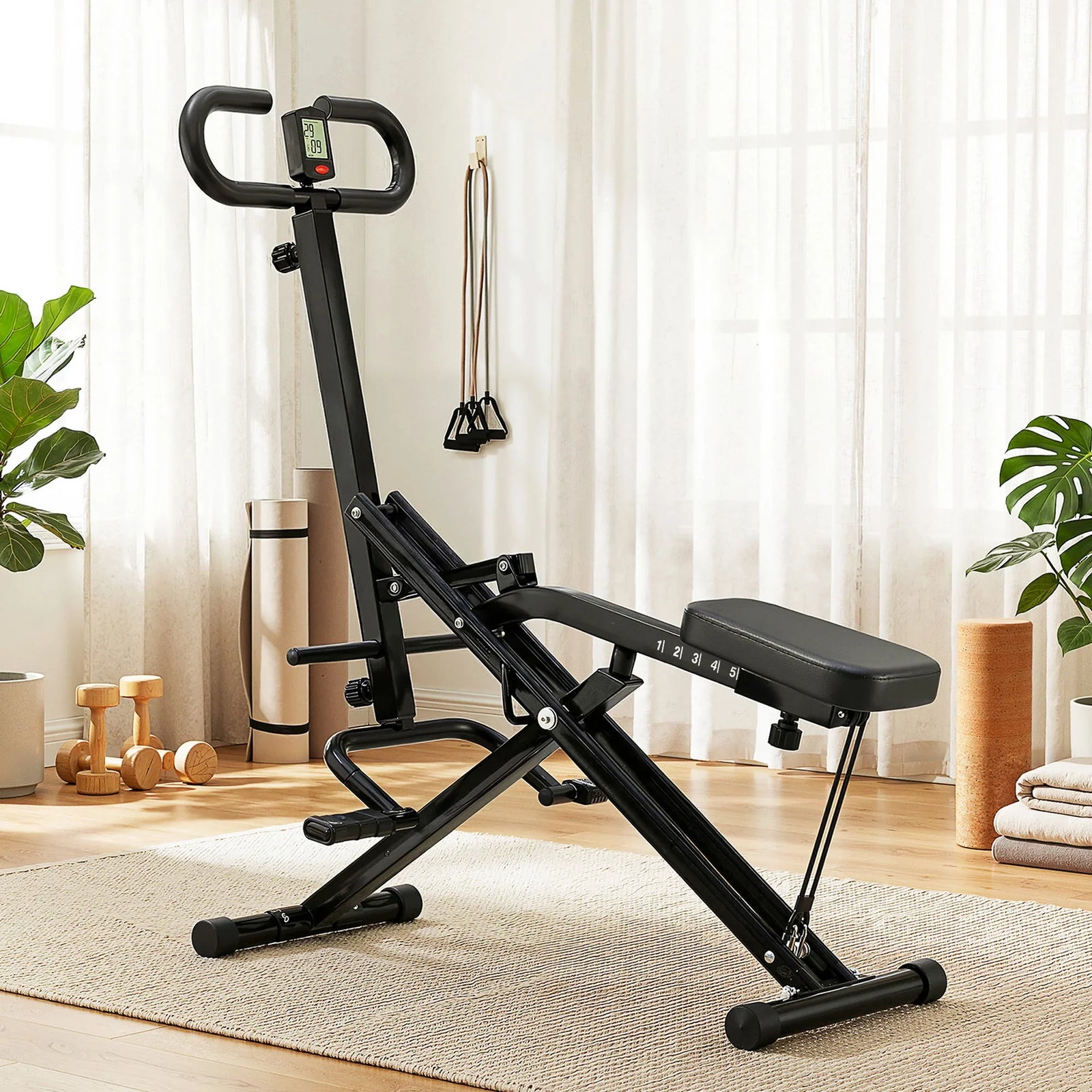 Foldable Squat Machine Deep Squat Rowing Machine 5 Adjustable Seat Home Gym