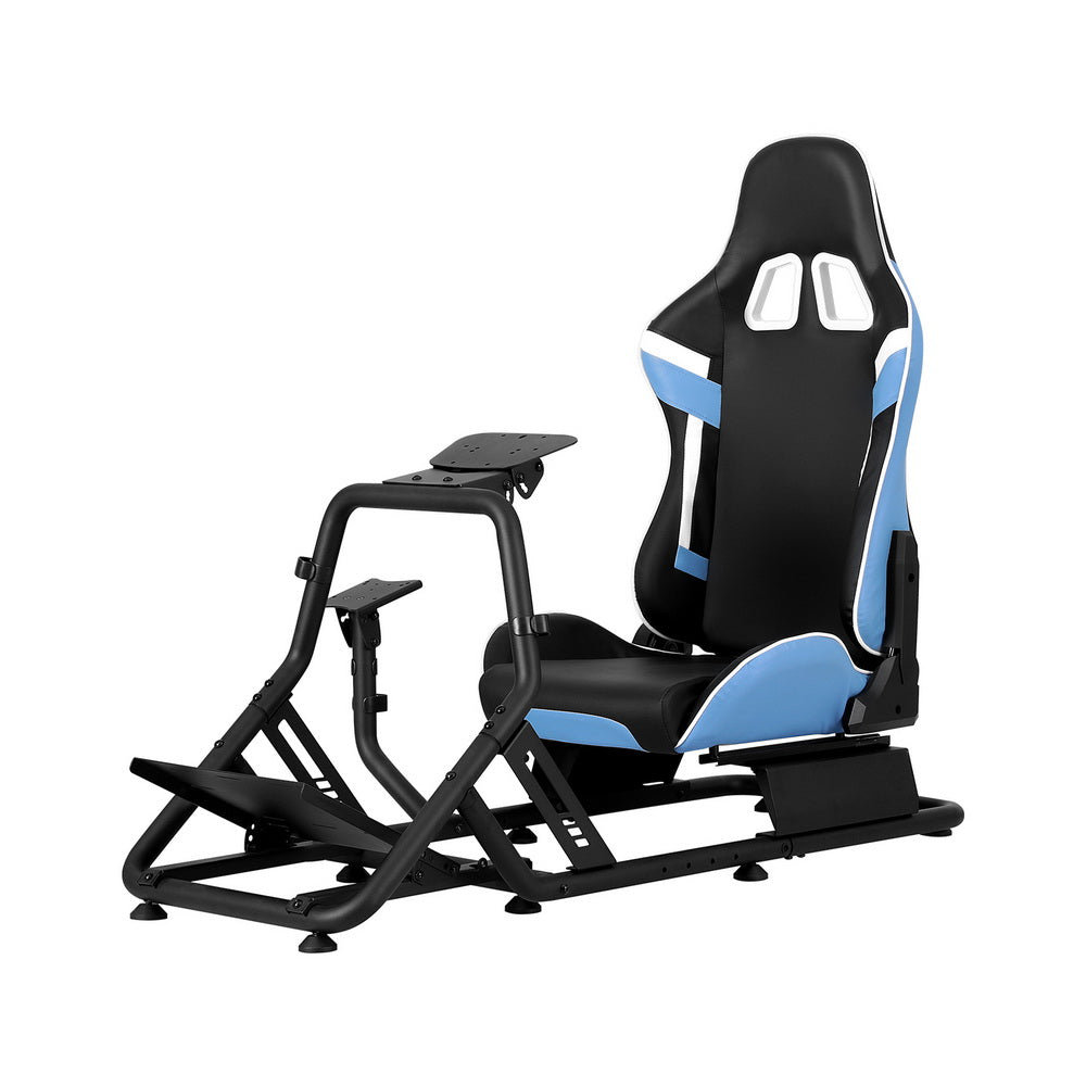 Racing Simulator Cockpit Steering Wheel Gaming Chair Blue
