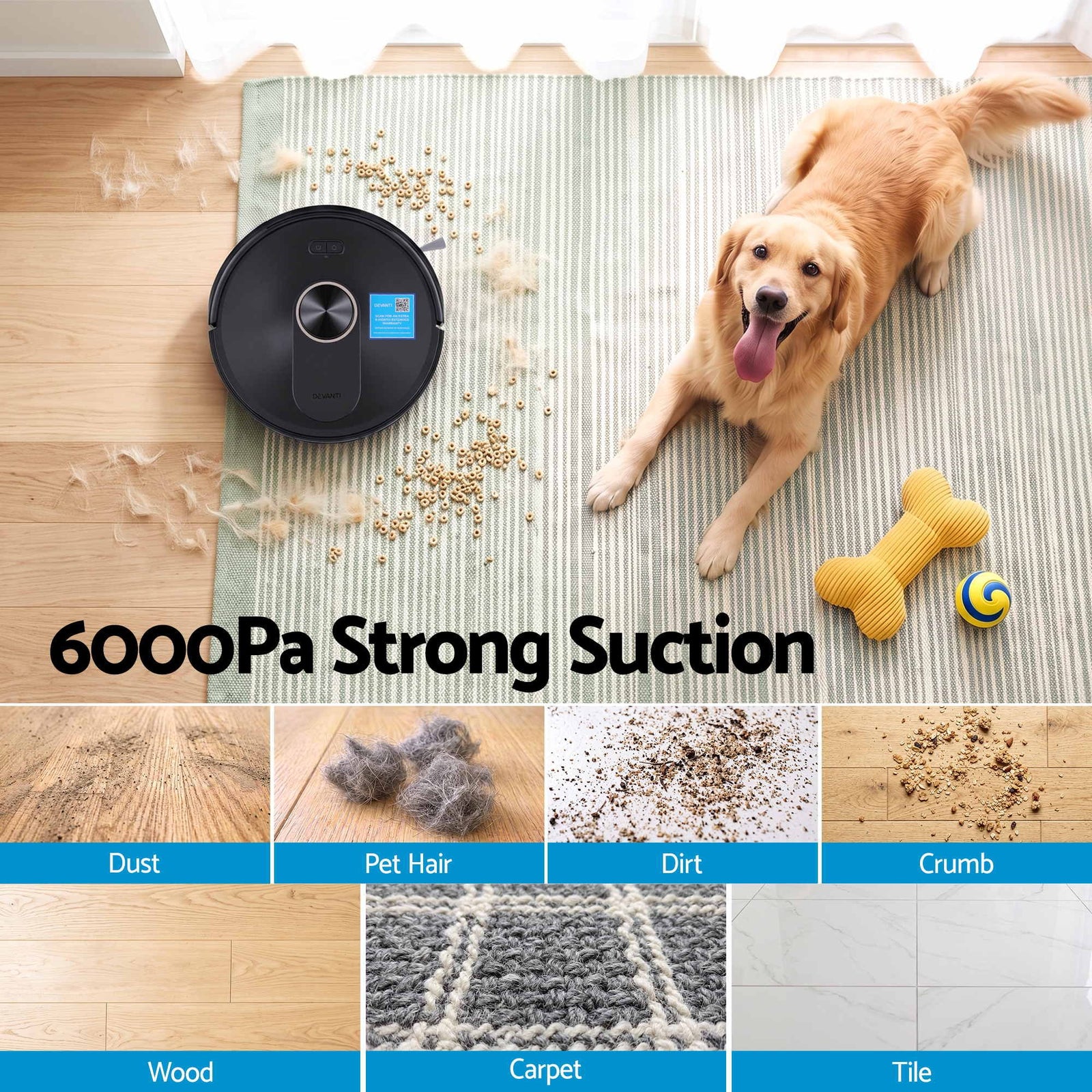 Robot Vacuum and Mop, Self-Empty APP Control 6000Pa LDS Laser 3in1