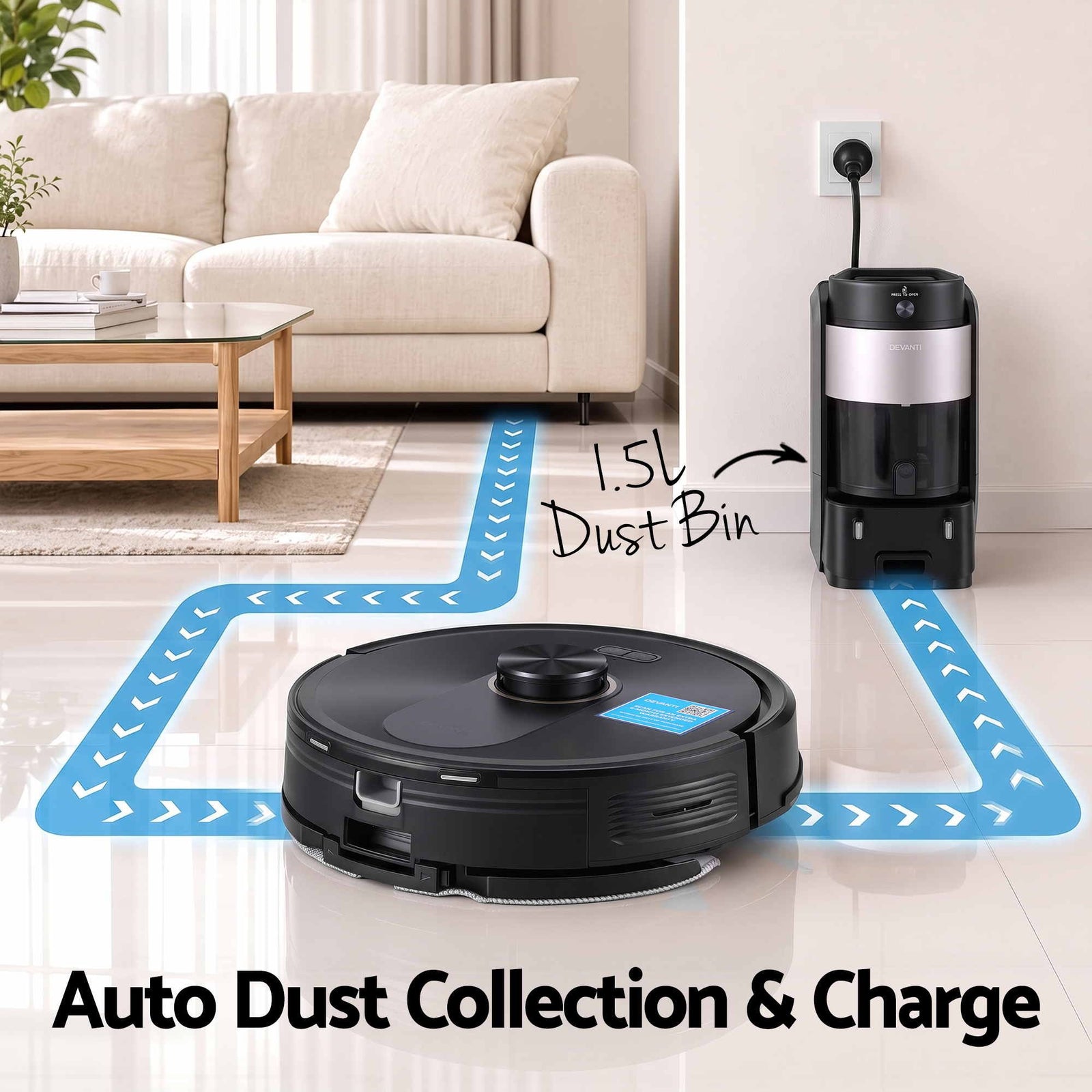 Robot Vacuum and Mop, Self-Empty APP Control 6000Pa LDS Laser 3in1