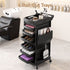 Embellir Salon Trolley 2 Lockable Doors 6 Tier Trays Mobile Hair Cart Black