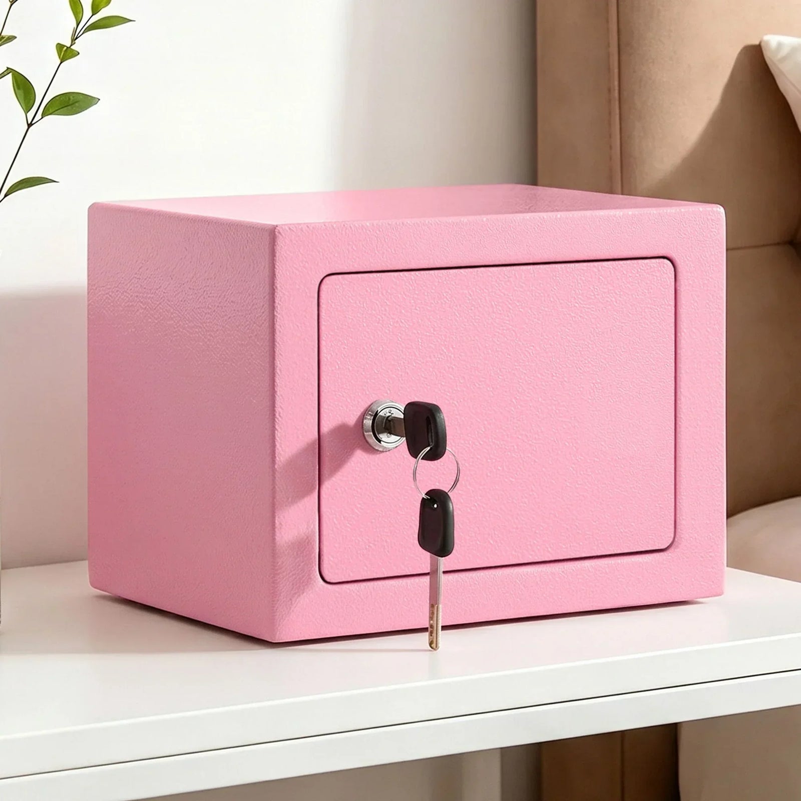 6.5L Small Safe Box with Key Lock for Cash Mini Home Security Safe Pink