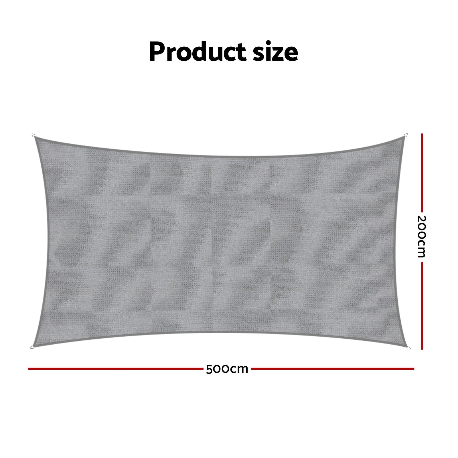Sun Shade Sail Cloth 98% UV Block Outdoor Canopy Rectangle 2X5M Grey