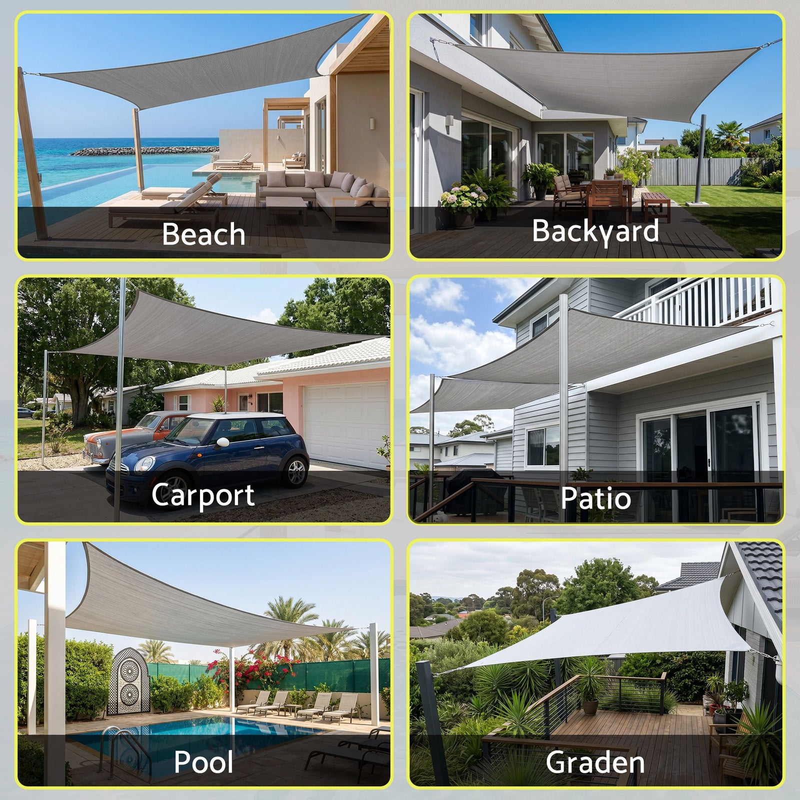 Sun Shade Sail Cloth 98% UV Block Outdoor Canopy Rectangle 2X5M Grey