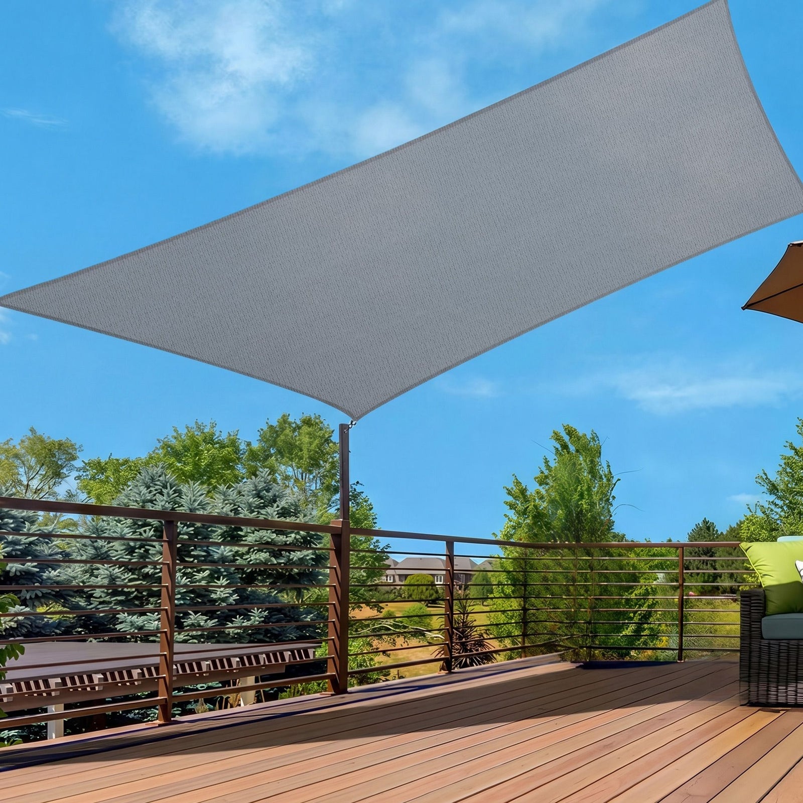 Sun Shade Sail Cloth 98% UV Block Outdoor Canopy Rectangle 2X5M Grey