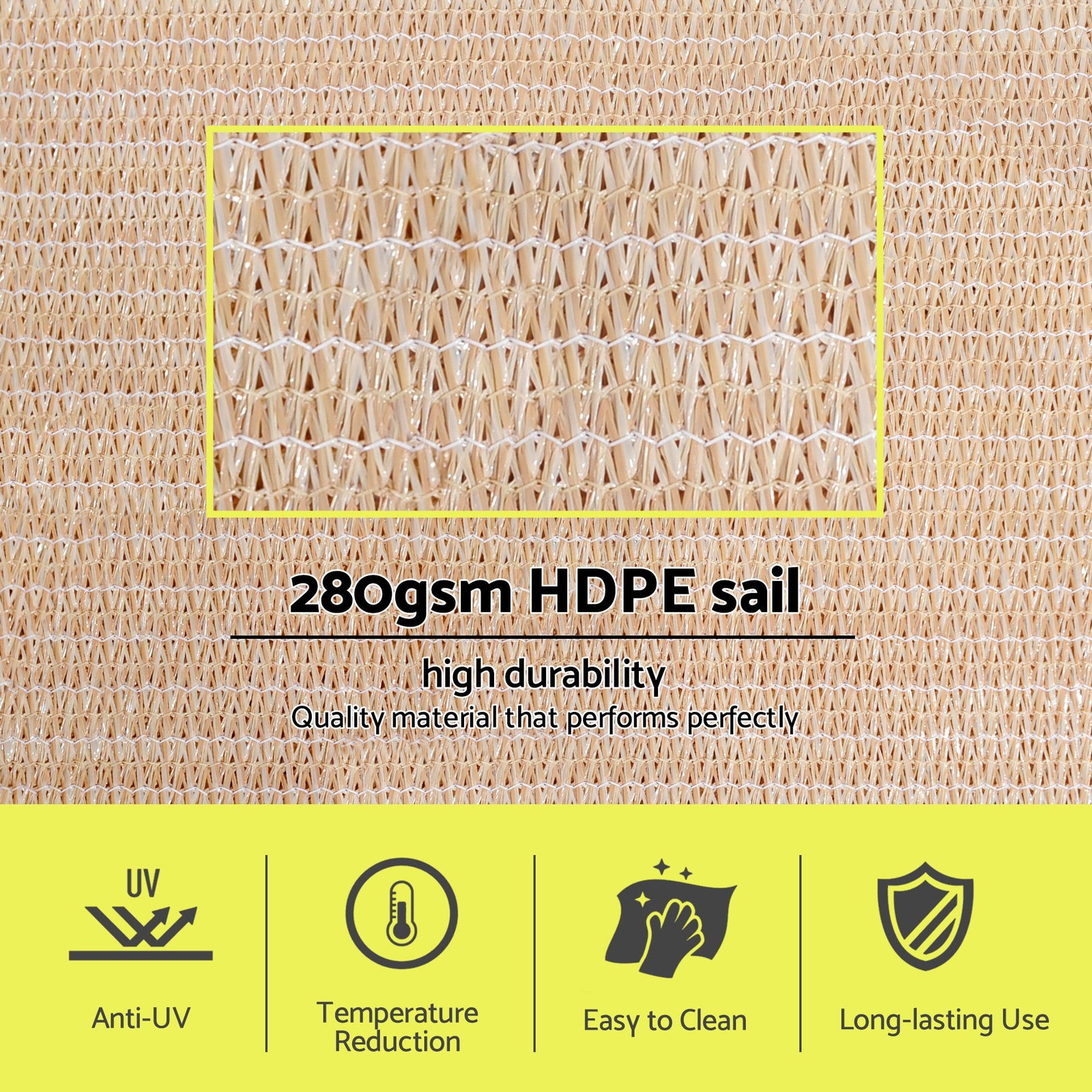 Sun Shade Sail Cloth 98% UV Block Outdoor Canopy Rectangle 5X9M Beige