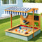 Kids Sandpit Wooden Canopy Sandbox With Cover Funnel Outdoor Toys 110cm Green