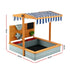 Kids Sandpit Wooden Canopy Sandbox With Cover Funnel Outdoor Toys 110cm Green