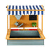 Kids Sandpit Wooden Canopy Sandbox With Cover Funnel Outdoor Toys 110cm Green