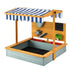 Kids Sandpit Wooden Canopy Sandbox With Cover Funnel Outdoor Toys 110cm Green