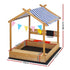 Kids Sandpit Wooden Sandbox Sand Pit with Canopy Water Basin Toys 146cm
