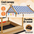Kids Sandpit Wooden Sandbox Sand Pit with Canopy Water Basin Toys 146cm