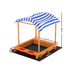 Keezi Kids Sandpit Wooden Sandbox Sand Pit with Canopy Water Basin Toys 146cm