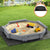 Kids Sandpit Wooden Round Sand Pit with Cover Bench Seat Beach Toys 182cm Grey