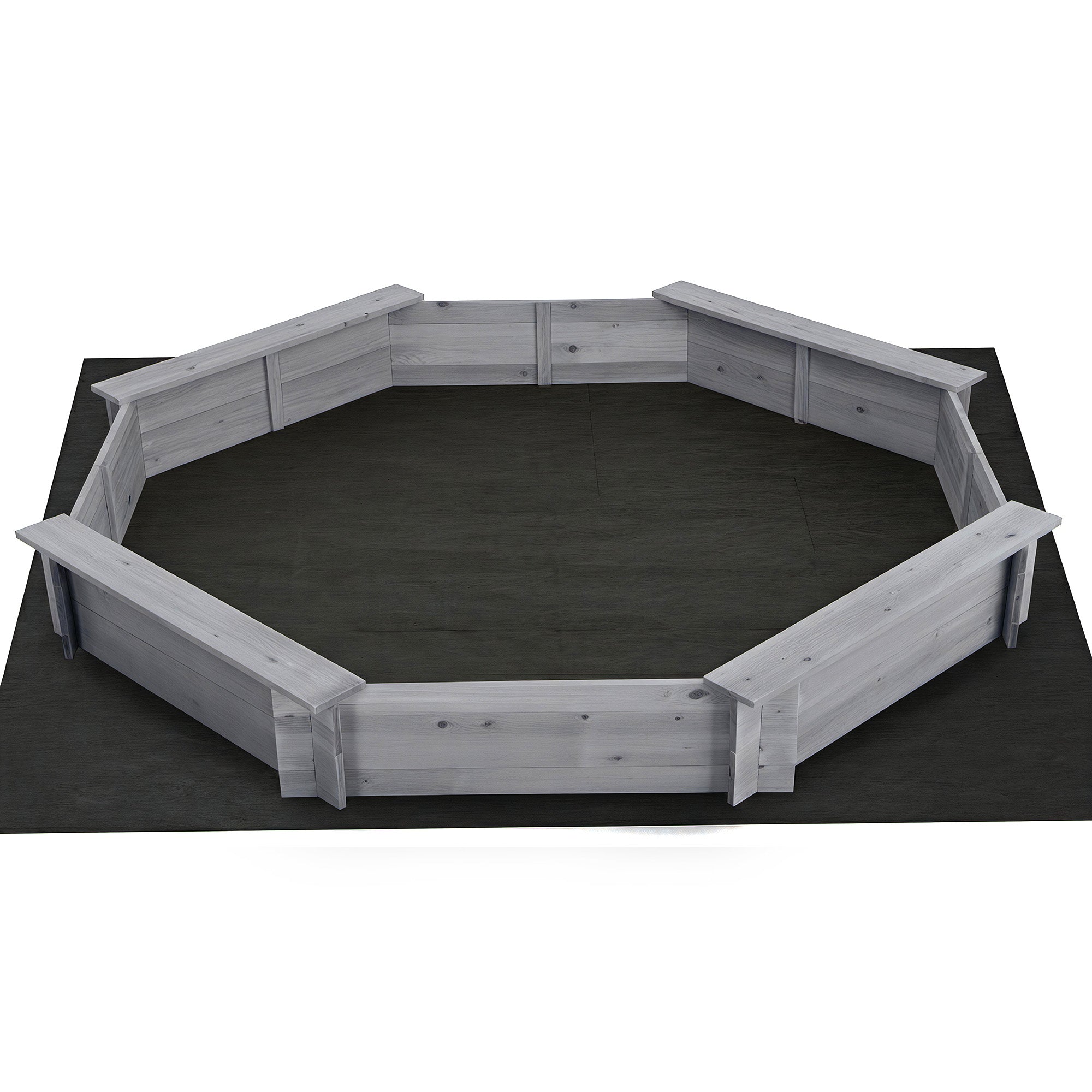 Kids Sandpit Wooden Round Sand Pit with Cover Bench Seat Beach Toys 182cm Grey