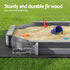 Kids Sandpit Wooden Round Sand Pit with Cover Bench Seat Beach Toys 182cm Grey