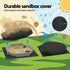 Kids Sandpit Wooden Round Sand Pit with Cover Bench Seat Beach Toys 182cm Grey