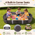 Keezi Kids Oval Sandpit 180cm Outdoor Sandbox with 4 Seats & Grey Cover Brown