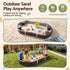 Keezi Kids Oval Sandpit 180cm Outdoor Sandbox with 4 Seats & Grey Cover Brown