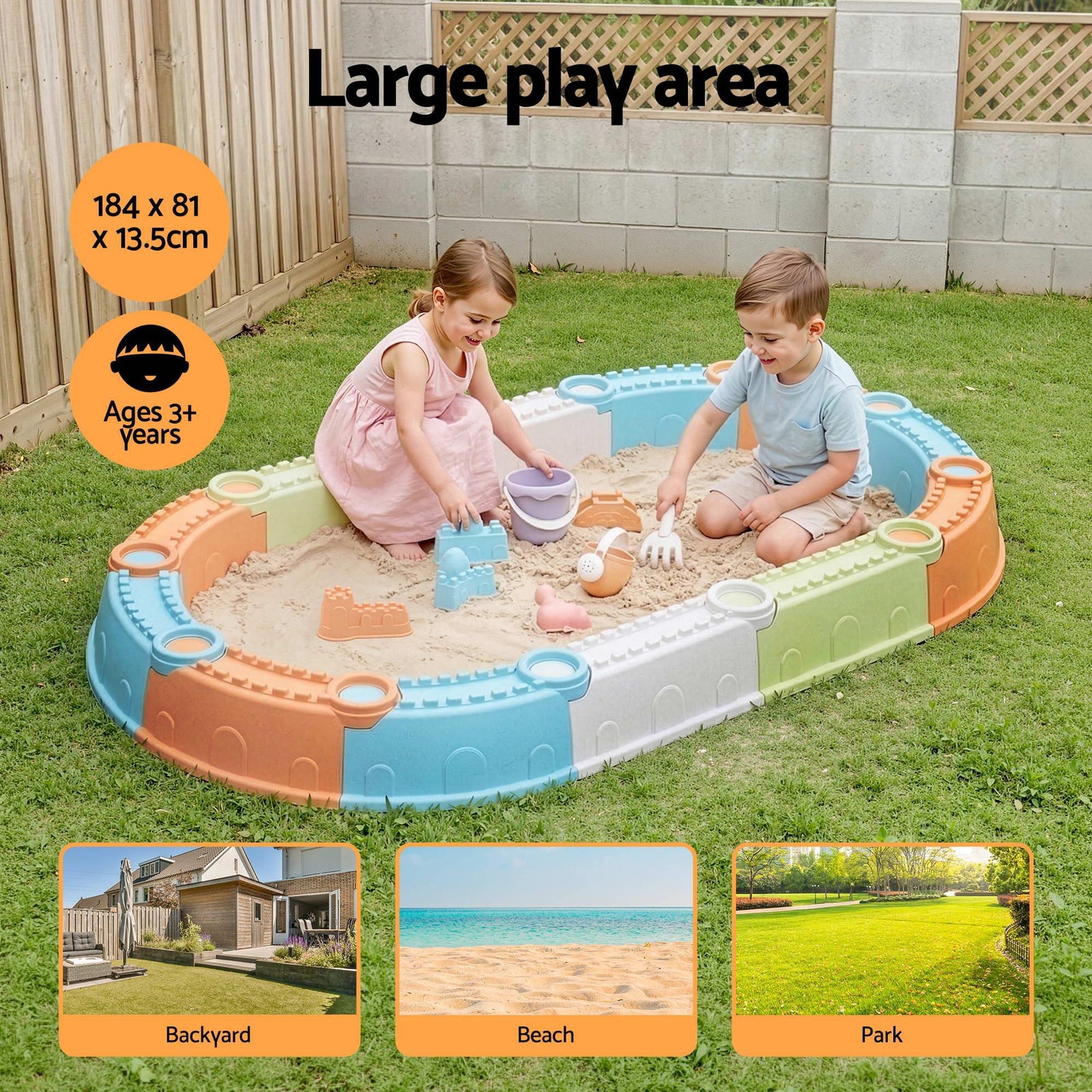 Kids Sandpit Set Beach Toys Sand Box Outdoor Backyard Play Area