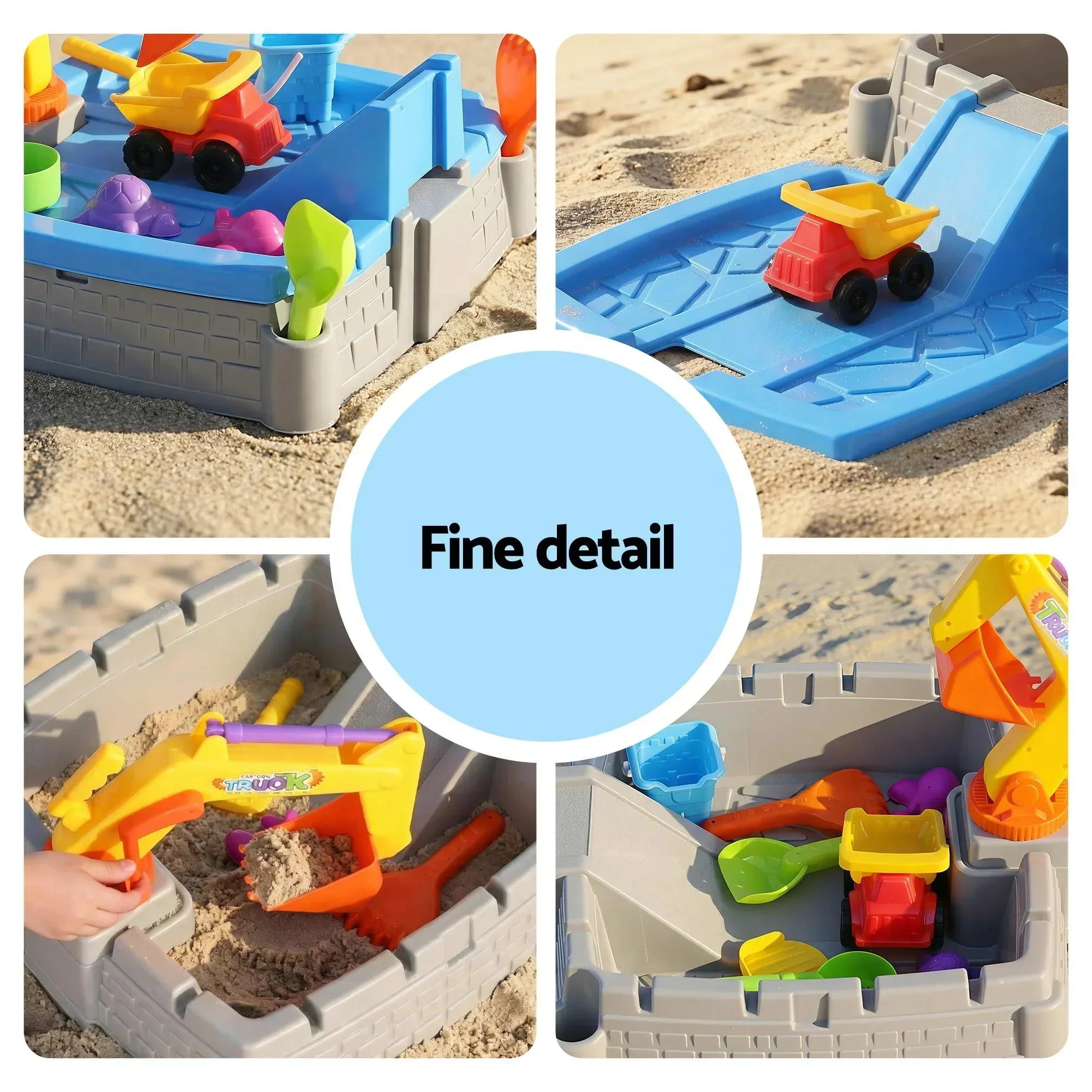 Kids 2‑in‑1 Sandpit Play Table – Excavator Toy, 8 Accessories, Indoor/Outdoor