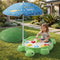 Kids Sandpit Turtle Sandbox Toys with Umbrella Lid Green 8 Accessories 3+