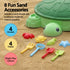 Kids Sandpit Turtle Sandbox Toys with Umbrella Lid Green 8 Accessories 3+