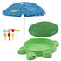 Kids Sandpit Turtle Sandbox Toys with Umbrella Lid Green 8 Accessories 3+
