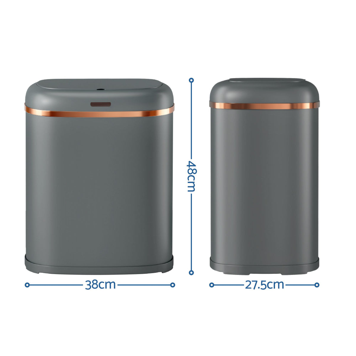38L Automatic Motion Sensor Bin Touchless Kitchen Rubbish Bin Grey